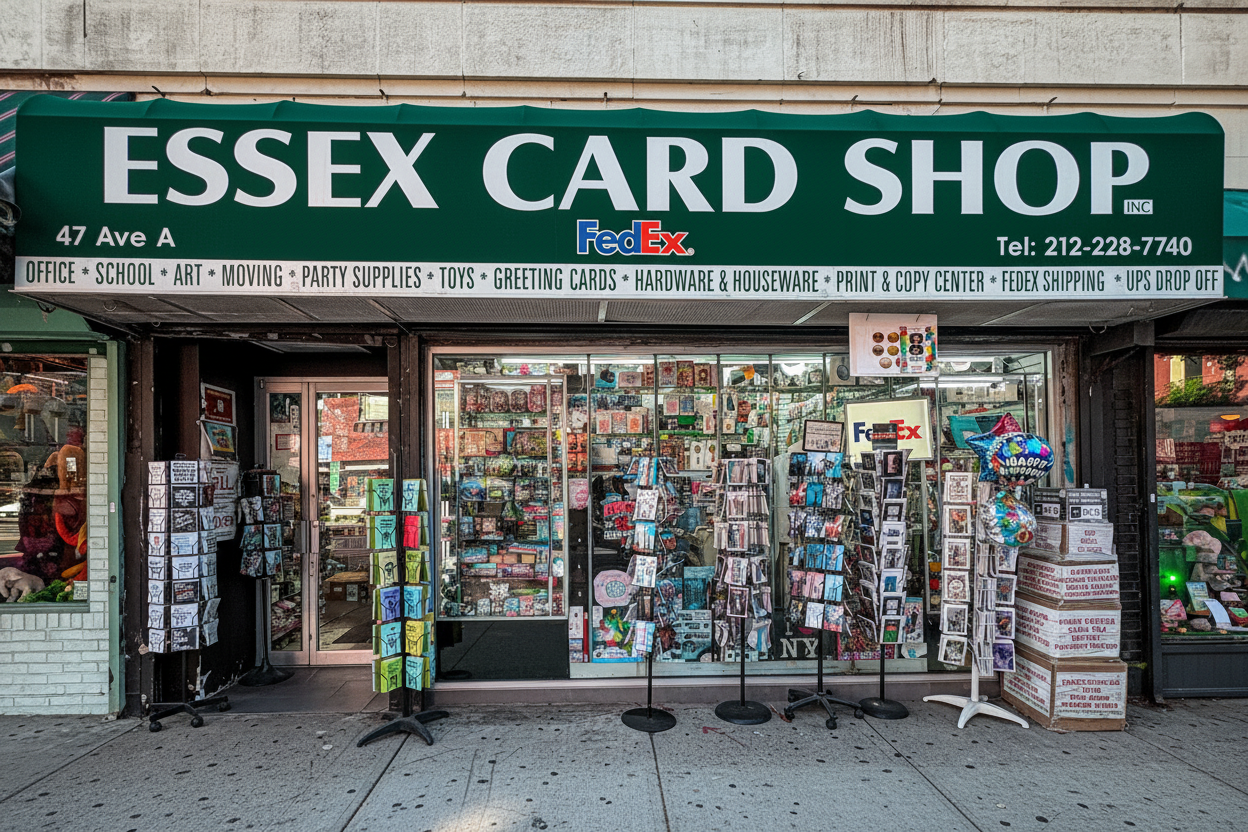 Essex Card Shop Storefront Sign