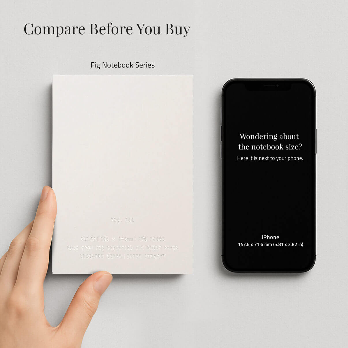 Fig Notebook 101 Blank - size guide